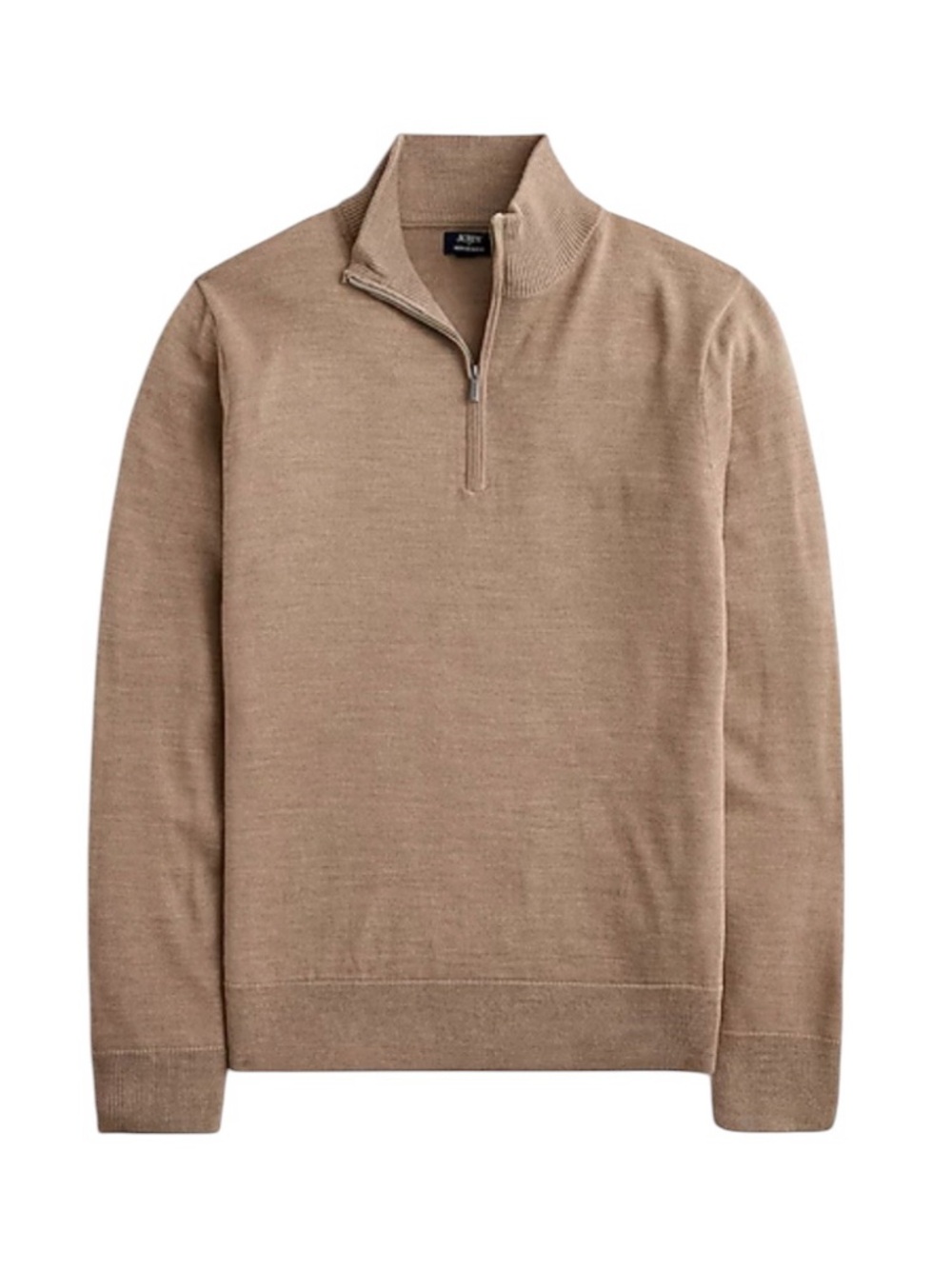 J. Crew Factory Men's Merino wool-blend quarter-zip Sweater Taupe Classic Large